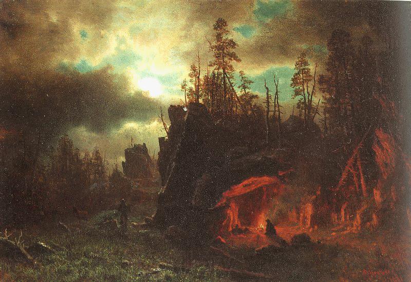 Albert Bierstadt The Trappers Camp Norge oil painting art